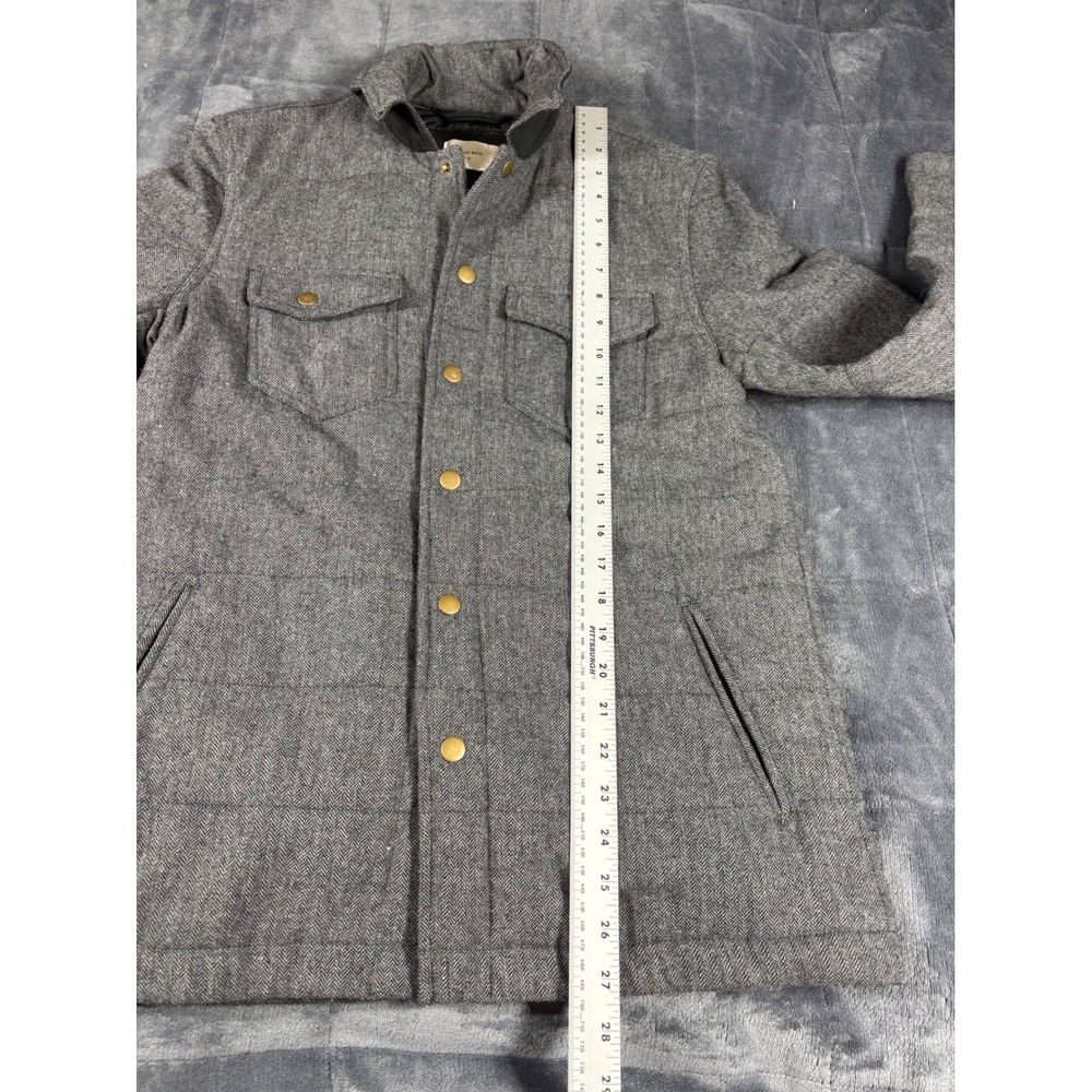 Billy Reid Mens Grey Herringbone Quilted Wool Blend Snap Front Shirt Jacket S - Picture 6 of 9